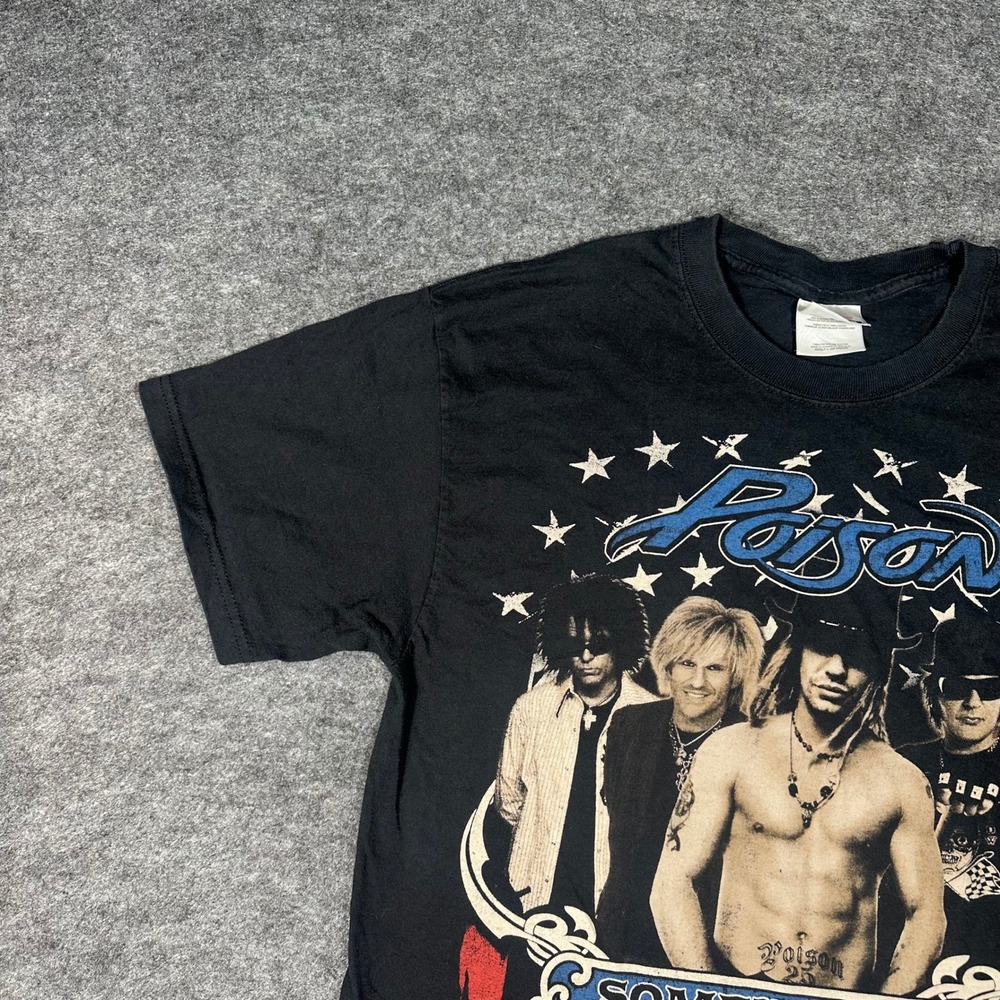 Poison Something To‎ Believe In Tour 2011 Band T Shirt Mens Large Black - Picture 9 of 16